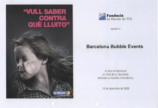 Burbujas de jabn solidarias con la Marato TV3 ao 2009